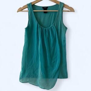 Ann taylor turquoise sleeveless blouse with a sheer overlay